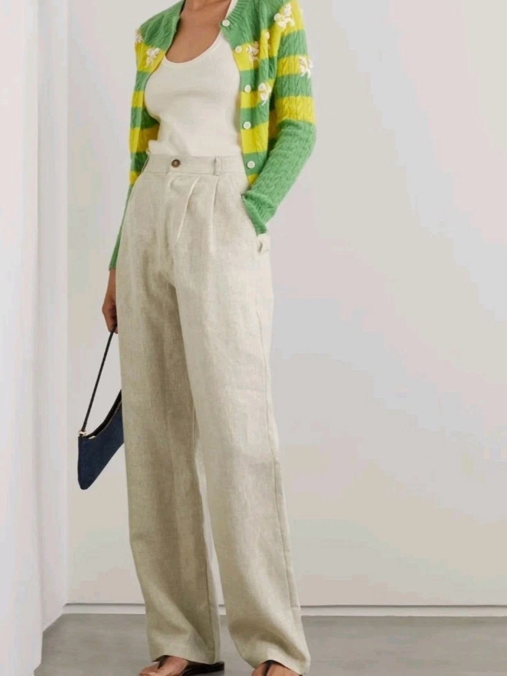 Reformation sz 12 Mason Linen high rise Pleated Trousers Pants Sand Beige